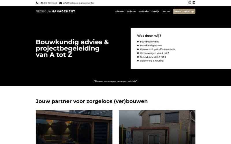Website aannemer bouwsector